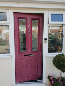 Before picture of a uPVC front door, onsite in Southend, Essex.
