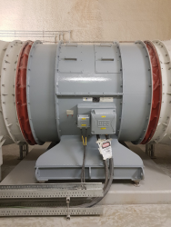 Extract fan coated using 2pack Epoxy High Build, onsite in Doha Metro, Qatar.