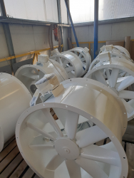 Fans were cleaned, prepared, primed then top coated onsite for a special project in Prague.