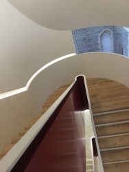 Two colour onsite coating of bespoke staircase at Brighton College, East Sussex.