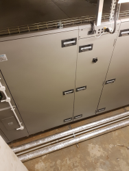 Coating of AHU in plant room in central London using 2 pack acrylic water based system.