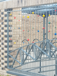 Powder coated railings and gates,coloured parts were hand painted on site in Huntingdon, Cambridgeshire.