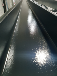 Steel work sprayed in our Colchester factory, using intrumesent system RAL 9011.