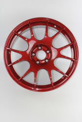 BMW wheel powder coated in Cherry Red.
